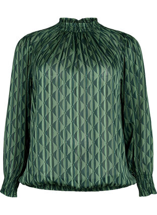 Zizzi Blouse imprimée à smock, Scarab AOP, Packshot image number 0