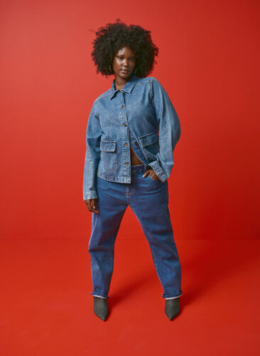 Zizzi Veste chemise en jean avec poches, Blue Denim, Image image number 0