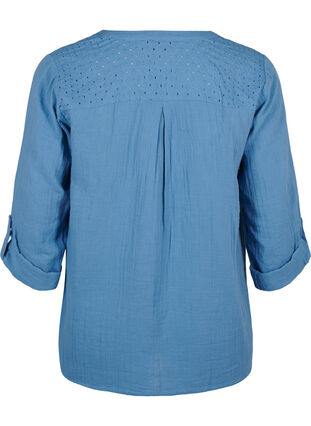 ZizziKatoenen blouse met broderie anglaise en 3/4 mouwen, Riverside, Packshot image number 1