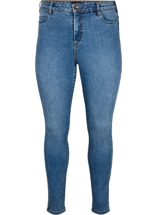 ZizziAmy jeans met een hoge taille en super slanke pasvorm, Blue denim, Packshot image number 0