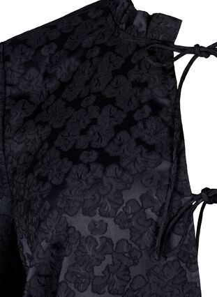 ZizziJacquard blouse met korte mouwen en strikjes, Black, Packshot image number 2