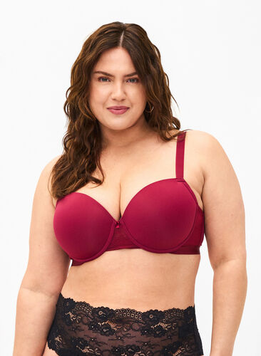 Zizzi Soutien-gorge moulé avec résille, Rhododendron, Model image number 0