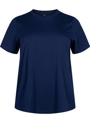 ZizziBasic katoenen T-shirt met ronde hals, Navy Blazer, Packshot image number 0