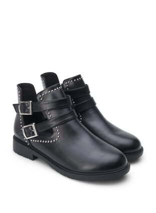 ZizziWide fit - Enkellaarsjes met studs, Black, Packshot image number 1