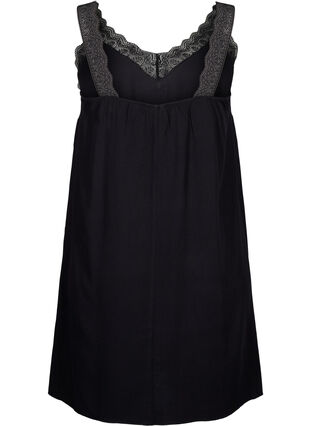 ZizziSpaghetti-jurk van viscose met kant, Black, Packshot image number 1
