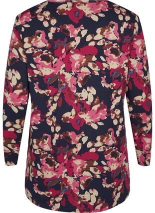 ZizziGebloemde blouse met lange mouwen, Ev. Blue Rose Fl.AOP, Packshot image number 1