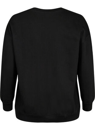 ZizziSweatshirt met geborduurde tekst, Black Copenhagen , Packshot image number 1