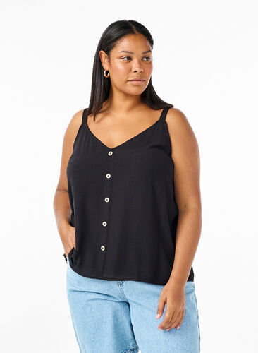 Zizzi Top en viscose à fines bretelles, Black, Model image number 0