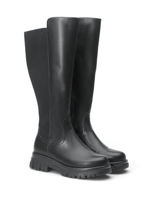 Zizzi Large - Bottes hautes avec élastique et fermeture éclair, Black, Packshot image number 1