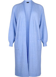 Long cardigan tricoté avec poches, Cornflower Blue Mel., Packshot