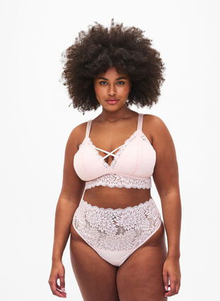 Zizzi Bralette avec détail de cordon et rembourrage doux, Peach Blush, Model image number 3