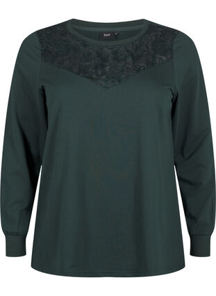 Zizzi Sweatshirt avec ornements en dentelle, Scarab, Packshot image number 0