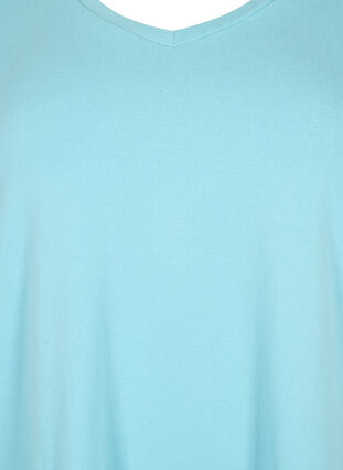 ZizziBasic t-shirt in effen kleur met katoen, Reef Waters, Packshot image number 2