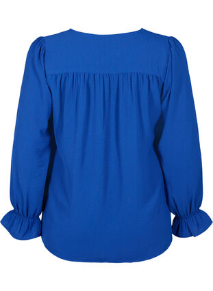 ZizziV-hals blouse met lange mouw, Mazarine Blue, Packshot image number 1