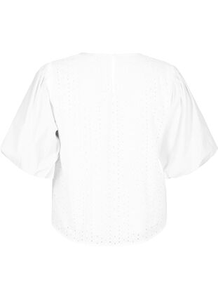 ZizziBlouse met pofmouwen en kant patroon, Bright White, Packshot image number 1