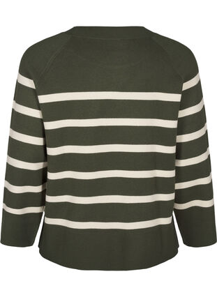 Zizzi Chemisier en tricot rayé avec col rond, D. Bag Birch Stripe, Packshot image number 1