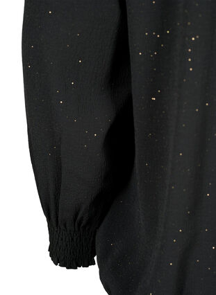 Zizzi FLASH - Blouse à manches longues scintillante avec smocks	, Black w. Silver, Packshot image number 3