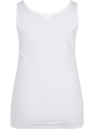 ZizziSolide kleur basis top in katoen, Bright White, Packshot image number 1