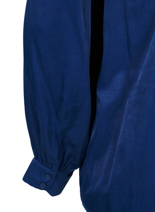 ZizziBlouse met lange mouwen, ruches en V-hals, Estate Blue, Packshot image number 4