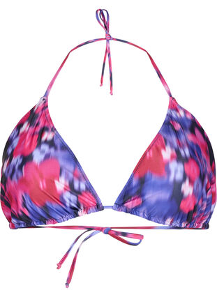 ZizziDriehoekige bikinitop met print, Pink Flower AOP, Packshot image number 0