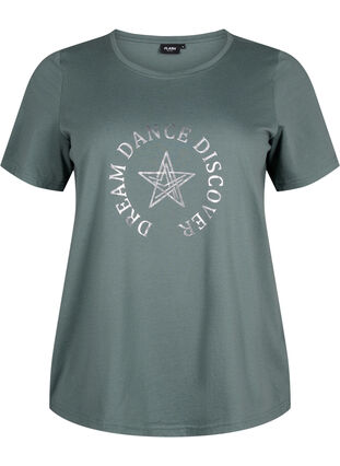ZizziFLASH - T-shirt met motief, Balsam Green Star, Packshot image number 0