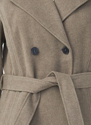 Zizzi Veste courte en laine avec ceinture, Desert Taupe Mel., Packshot image number 2