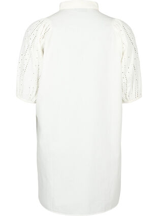 Zizzi Robe chemise en coton avec broderie anglaise, Off White, Packshot image number 1