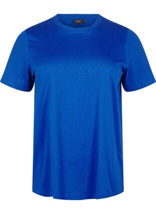 ZizziBasic katoenen T-shirt met ronde hals, Sodalite Blue, Packshot image number 0