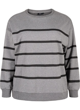 Zizzi Sweat-shirt à rayures, MGM w. Black Stripe, Packshot image number 0