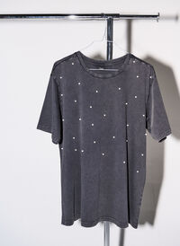 T-shirt avec perles, Grey washed, Model