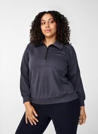Sportief sweatshirt met hoge hals en ritssluiting, Asphalt, Model