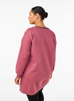 Zizzi Sweat long avec color block, Rose B. Color Block, Model image number 1