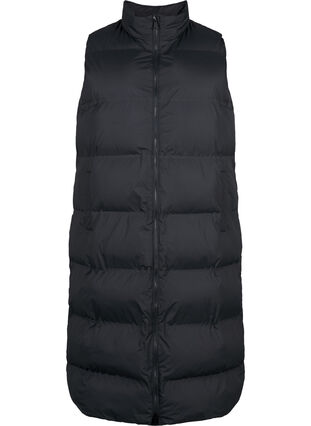 Zizzi Gilet long avec poches et fermeture éclair à double sens, Black, Packshot image number 0