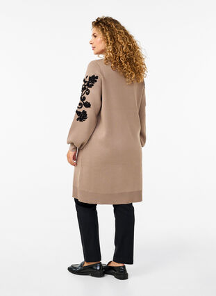 ZizziGebreide jurk met geborduurde details, Desert Taupe Comb, Model image number 1