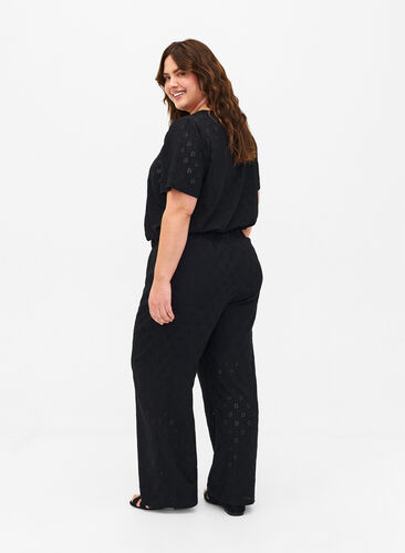 Zizzi Pantalon ample avec motif à trou, Black, Model image number 1