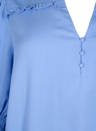 ZizziViscose blouse met smok en ruches, Cornflower Blue, Packshot image number 2