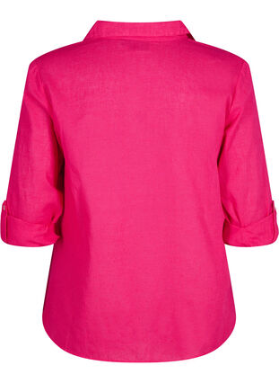 ZizziShirtblouse met knoopsluiting van katoen-linnenmix, Bright Rose, Packshot image number 1