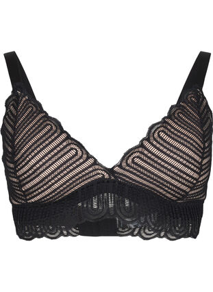 Zizzi Bralette avec dentelle et rembourrage doux, Black, Packshot image number 0