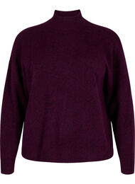 Gebreide wollen blouse met hoge hals, Potent Purple Mel., Packshot