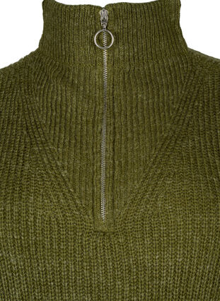 Pull en tricot avec fermeture éclair - Marron - Taille 42-60 - Zizzi