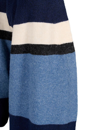 Zizzi Cardigan long en tricot avec rayures larges, Bering Sea Mel. Comb, Packshot image number 2