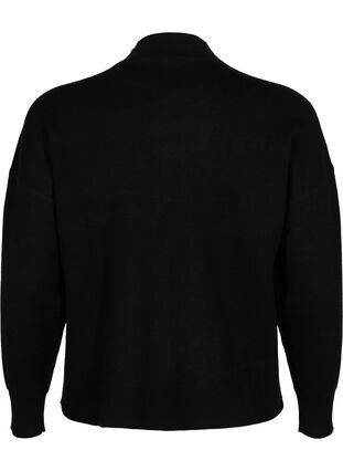 ZizziGebreide blouse in effen kleur, Black, Packshot image number 1