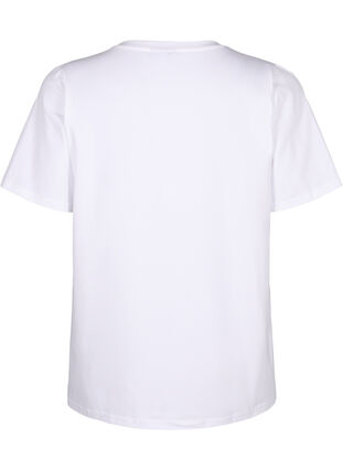 ZizziT-shirt van biologisch katoen met geborduurde details, Bright White, Packshot image number 1