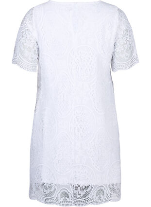 Zizzi Robe de soirée en dentelle à manches courtes, Bright White, Packshot image number 1