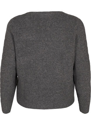 Zizzi Cardigan en maille avec lien à nouer, Dark Grey Melange, Packshot image number 1