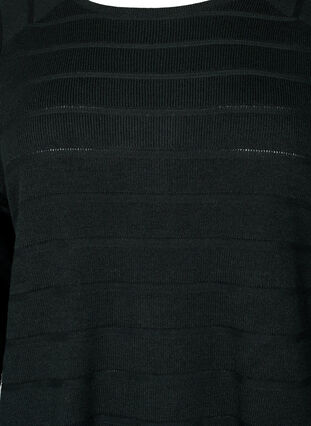 ZizziGebreide blouse met ton-sur-ton strepen, Black, Packshot image number 2