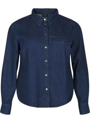 ZizziSpijkerjasje met borstzak, Unwashed Denim, Packshot image number 0