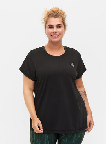 ZizziTrainings T-shirt met korte mouwen, Black, Model image number 0