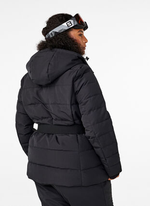 Zizzi Veste de ski avec capuche et ceinture, Black, Model image number 1