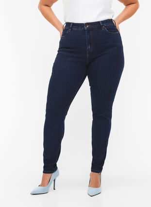 ZizziAmy jeans met een hoge taille en super slanke pasvorm, Dark blue, Model image number 2